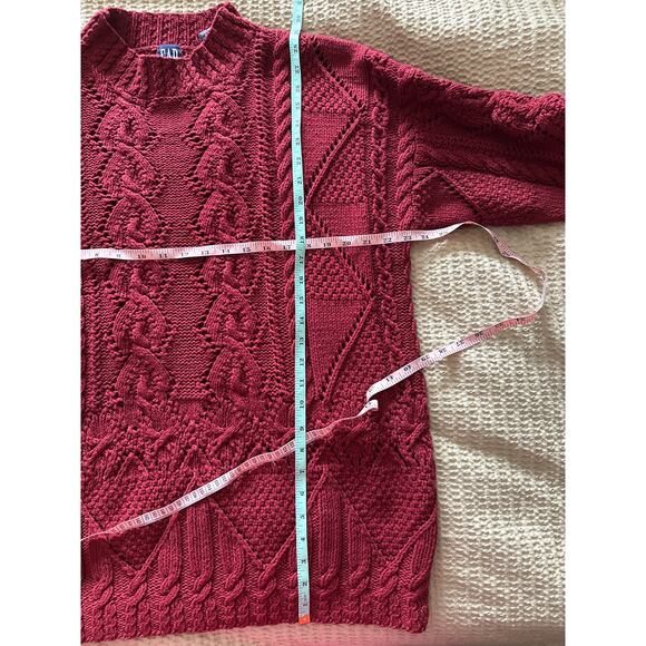 GAP Womens Cable Knit Sweater Burgundy Mock Neck Pullover - Picture 3 of 6